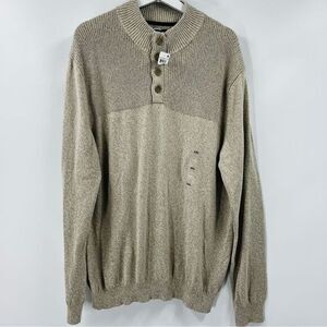 Club Room Cotton Henley Waffle Knit Pullover Button Sweater Long Sleeves NWT XL